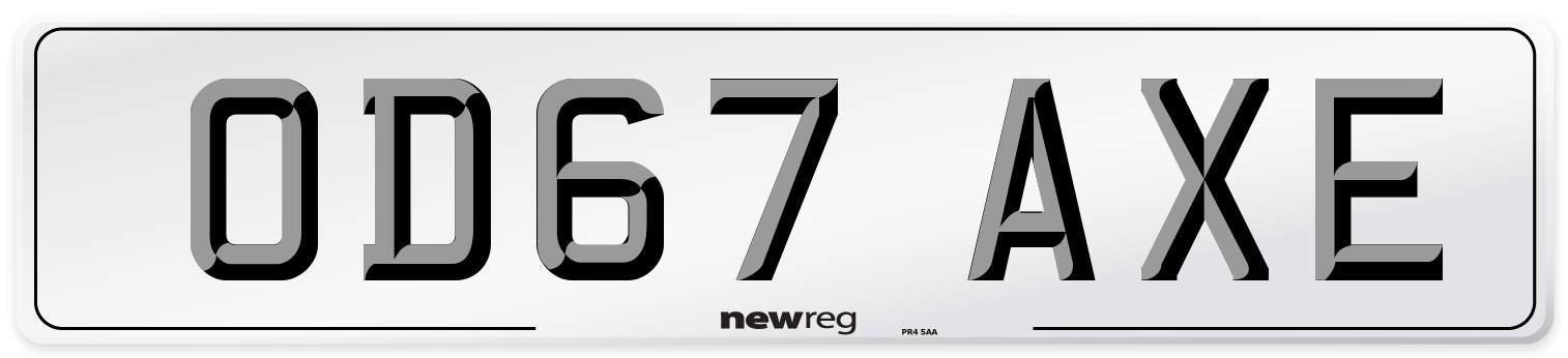 OD67 AXE Number Plate from New Reg